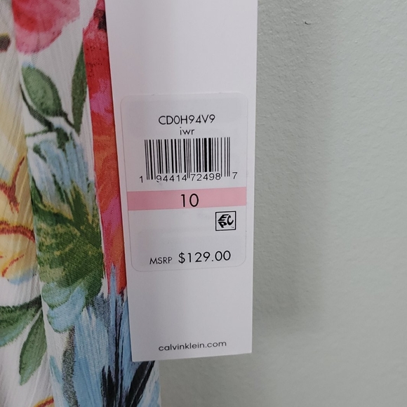 Calvin Klein Floral High Low Faux Wrap Dress 10 - Picture 5 of 7
